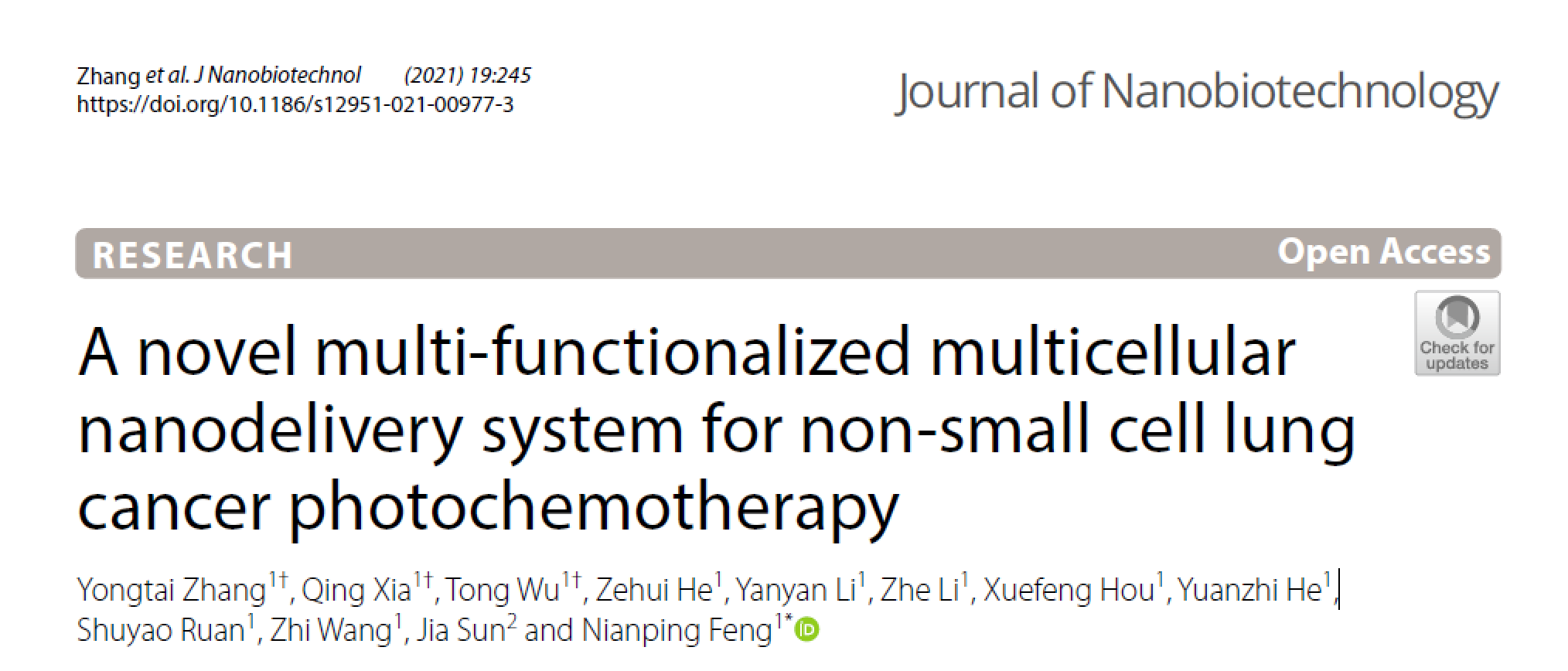 伟德中药学院冯年平团队在仿生纳米递送系统用于光化疗联合治疗非小细胞肺癌研究中取得进展